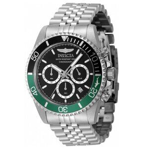 Pro Diver 48380 Men Watch Quartz - Silver Stainless Steel Band - Black Dial 43mm